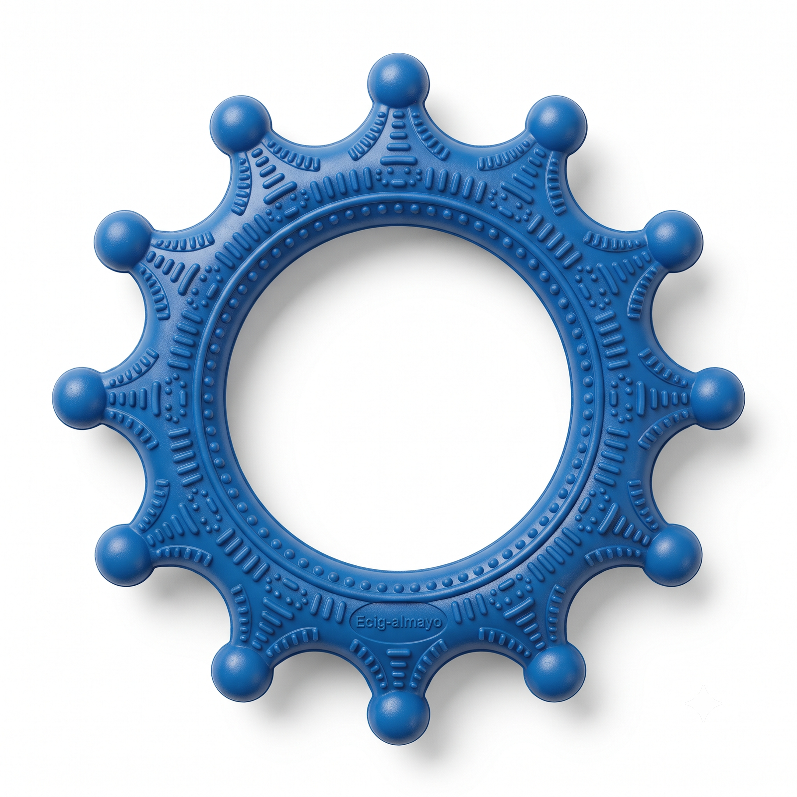 Ecig-almayo Textured Rubber Gear Dog Chew Toy - Blue Dental Teething Ring