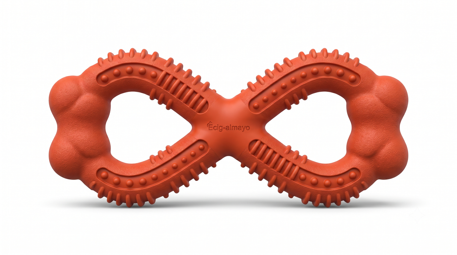 Ecig-almayo Tough Rubber Infinity Dog Chew Toy - Orange Textured Teething Bone